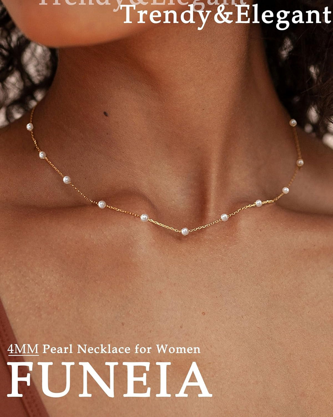 Dainty Pearl Necklace for Women 14K Gold Plated Faux Pearl Choker Necklaces Trendy White Silver Small Pearl Necklace Strand Wedding Prom Bridal Pearls Jewelry 14/16/18/20 Inches