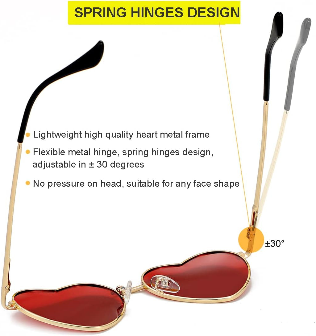 Polarized Heart Sunglasses for Women Fashion Lovely Style Metal Frame UV400 Protection Lens
