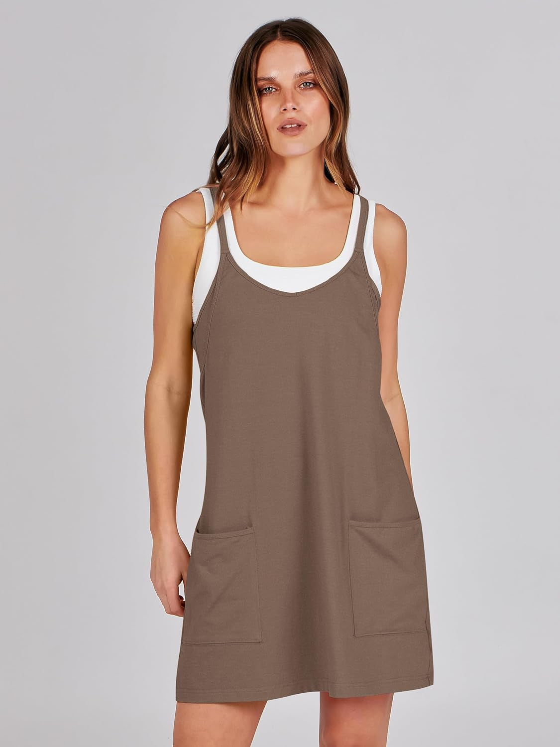 Women Athletic Dress Summer Tennis Workout Active Sports Mini Romper Dress Built in Shorts Travel Vacation Clothes