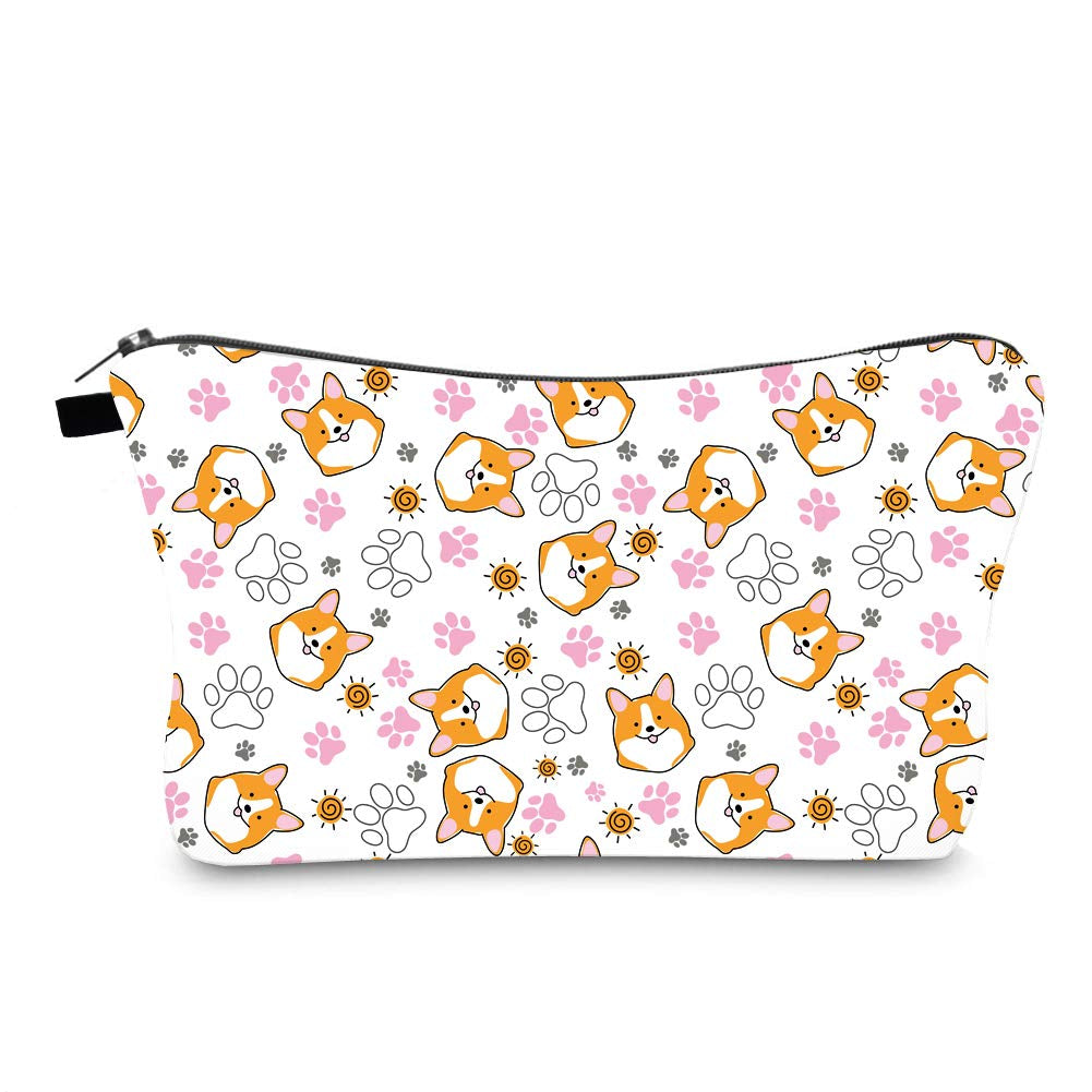 Makeup Bag Small Travel Cosmetic Bag Pencil Case Zipper Pouch Cute Corgi Gifts for Women (Corgi1074)