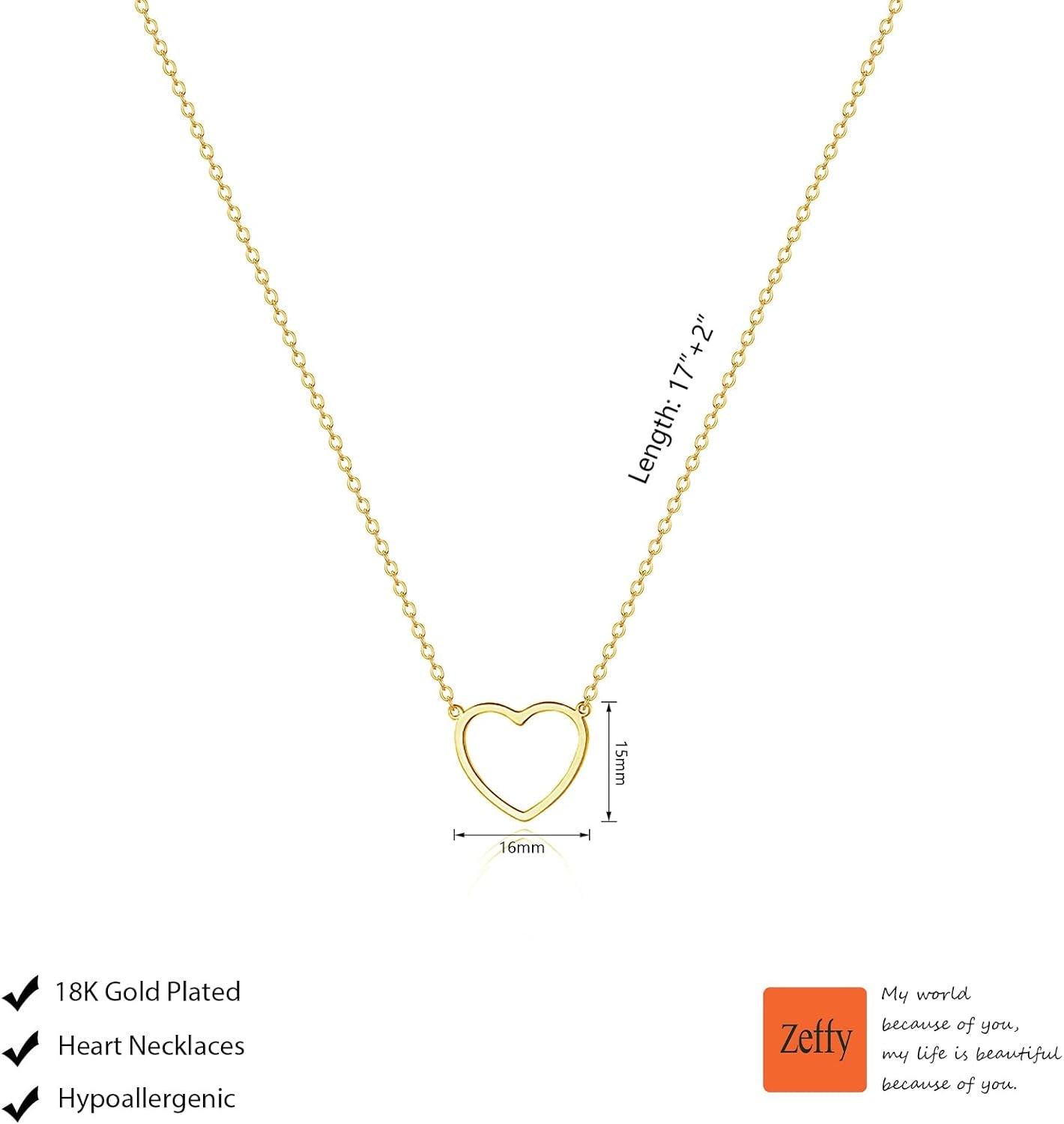 Cute Heart Necklace 18K Gold/Silver Plated Tiny Heart Pendant Choker Necklaces Gold Love Heart Chain Necklace for Women Dainty Gold Jewelry Valentines Day Gifts for Women Girls Teen Girls