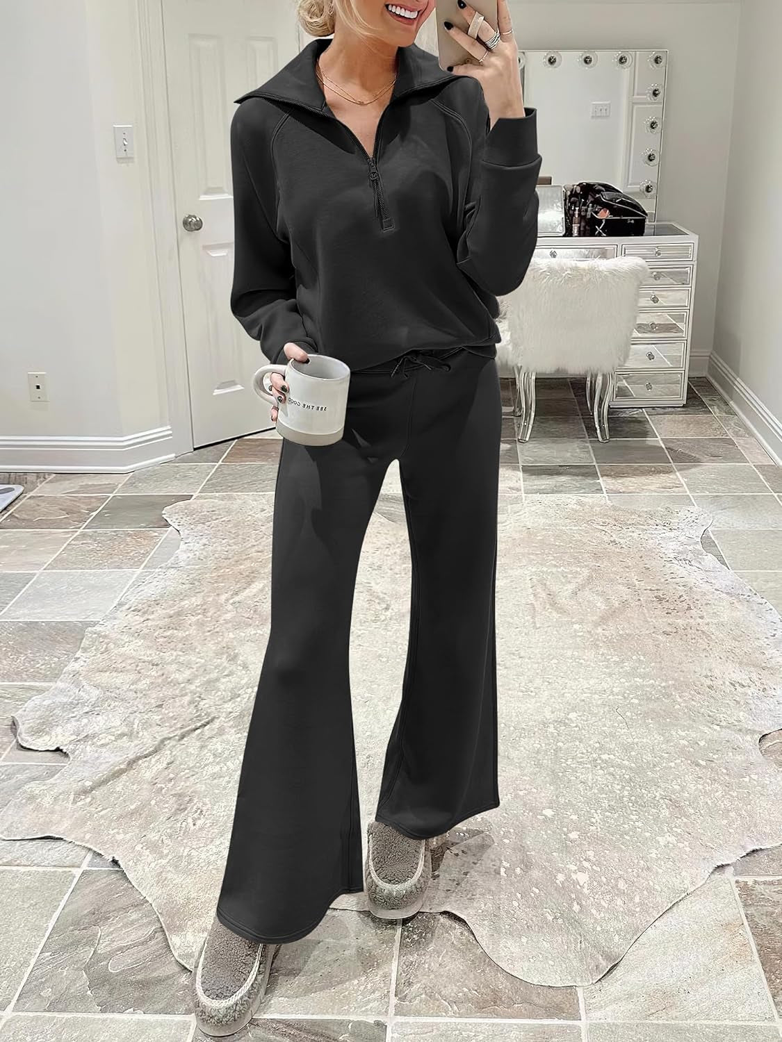 Women 2 Piece Outfits Sweatsuit Oversized Sweatshirt Sweatpants Tracksuit Sweat Lounge Matching Set 2025 Fall Trendy