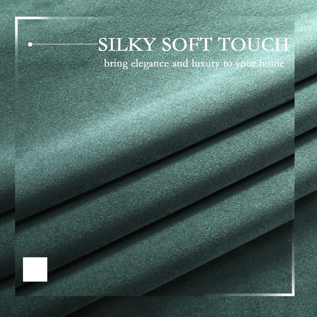 Green Velvet Blackout Curtains - 84 Inch Long Grommet Velvet Window Curtain Panels - Set of 2 Heat Insulated, Thermal Light Blocking Panels for Bedroom