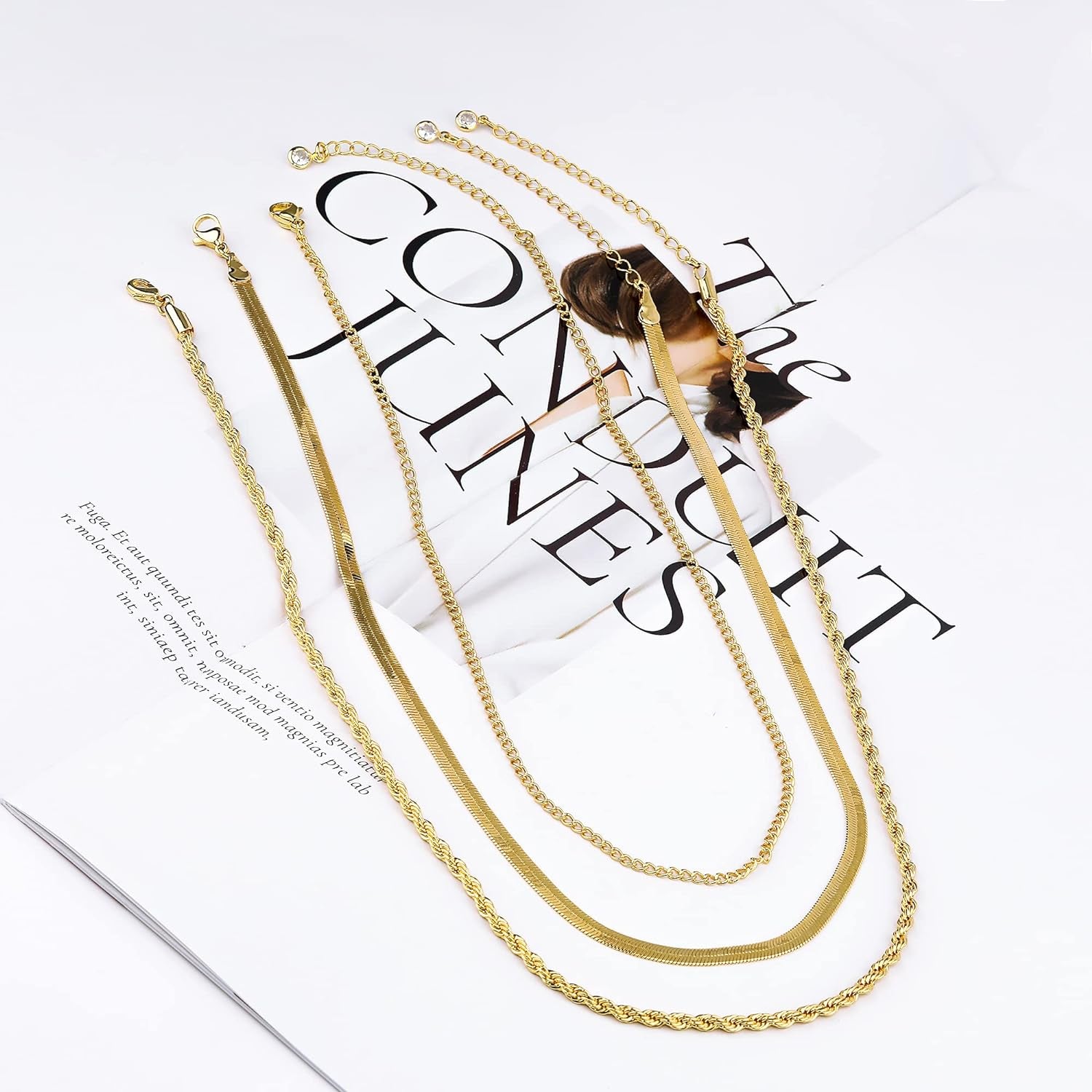 Herringbone Necklace for Women,Dainty Gold Necklace,14K Gold Plated Snake,Gold Chain Choker Necklaces,Simple Gold Layered Necklaces,Gold Jewelry Gift for Women