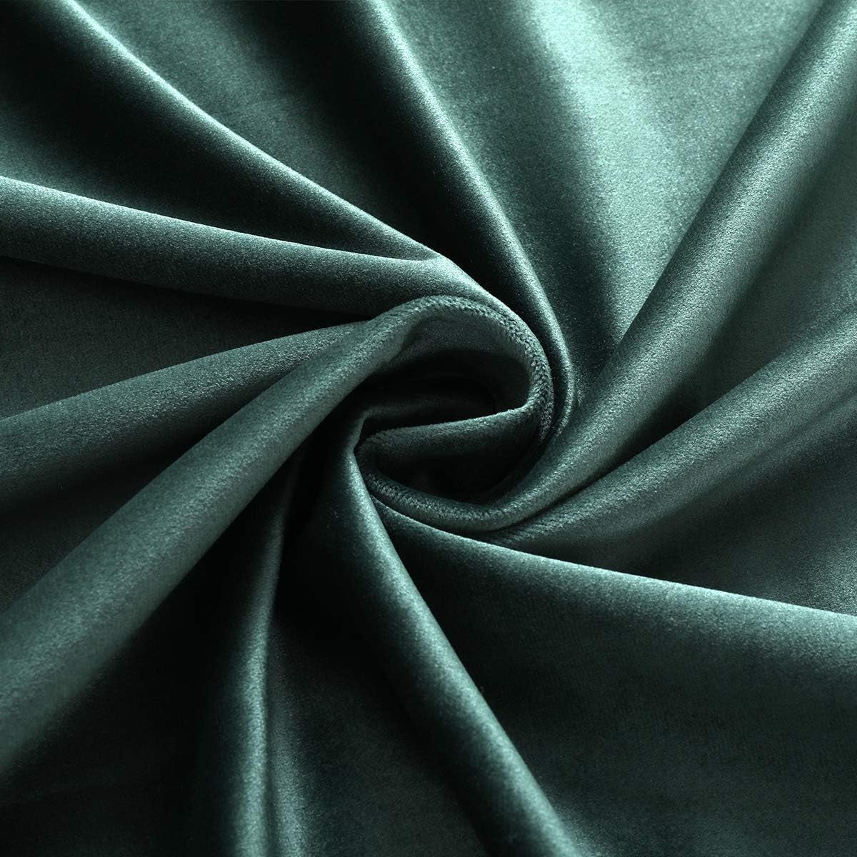 Green Velvet Blackout Curtains - 84 Inch Long Grommet Velvet Window Curtain Panels - Set of 2 Heat Insulated, Thermal Light Blocking Panels for Bedroom