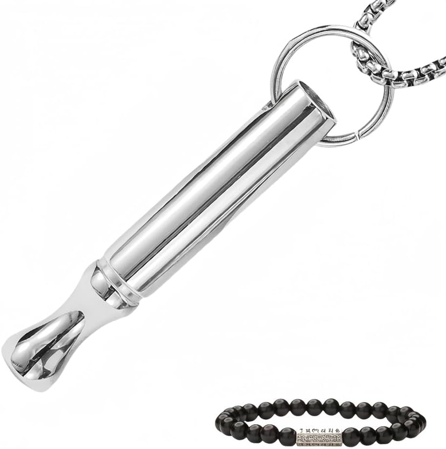 Adjustable Breathing Necklace to Stop Smoking,Anxiety Mindfulness Pendant- Stainless Steel Sensory Fidget Quit Vapingtools Jewelry for Focus & Calm, 3 Chain Lengths (23.6"/25.6"/27.5")