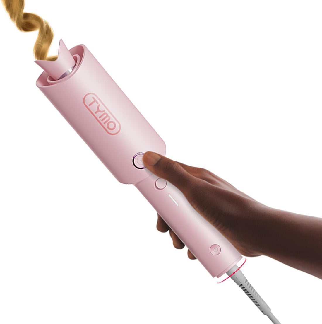 Automatic Rotating Curling Iron -  CURLPRO Beach Waves Curling Wand, Portable Hair Curler, 500 Million Ionic, Dual Voltage & Lightweight for Travel, Ceramic Coating, 1 Inch, Pink