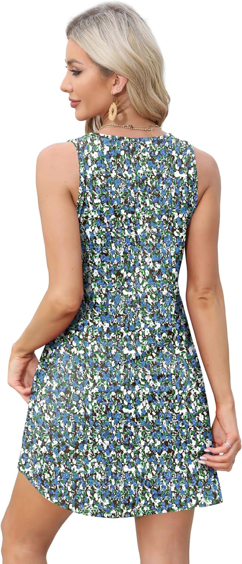 Womens Summer Dresses 2025 Loose V Neck Sleeveless Sundresses Swimsuit Coverup with Pockets Floral/Plain/Eyelet
