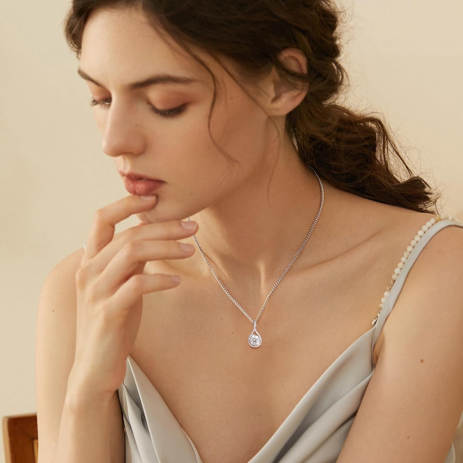 Moissanite Necklace Gift for Women, 925 Sterling Silver 18K White/Yellow Gold Plated 0.5-6.0CT Moissanite Pendant for Her, Anniversary Day, Birthday, Wedding - to My Wife, Mom