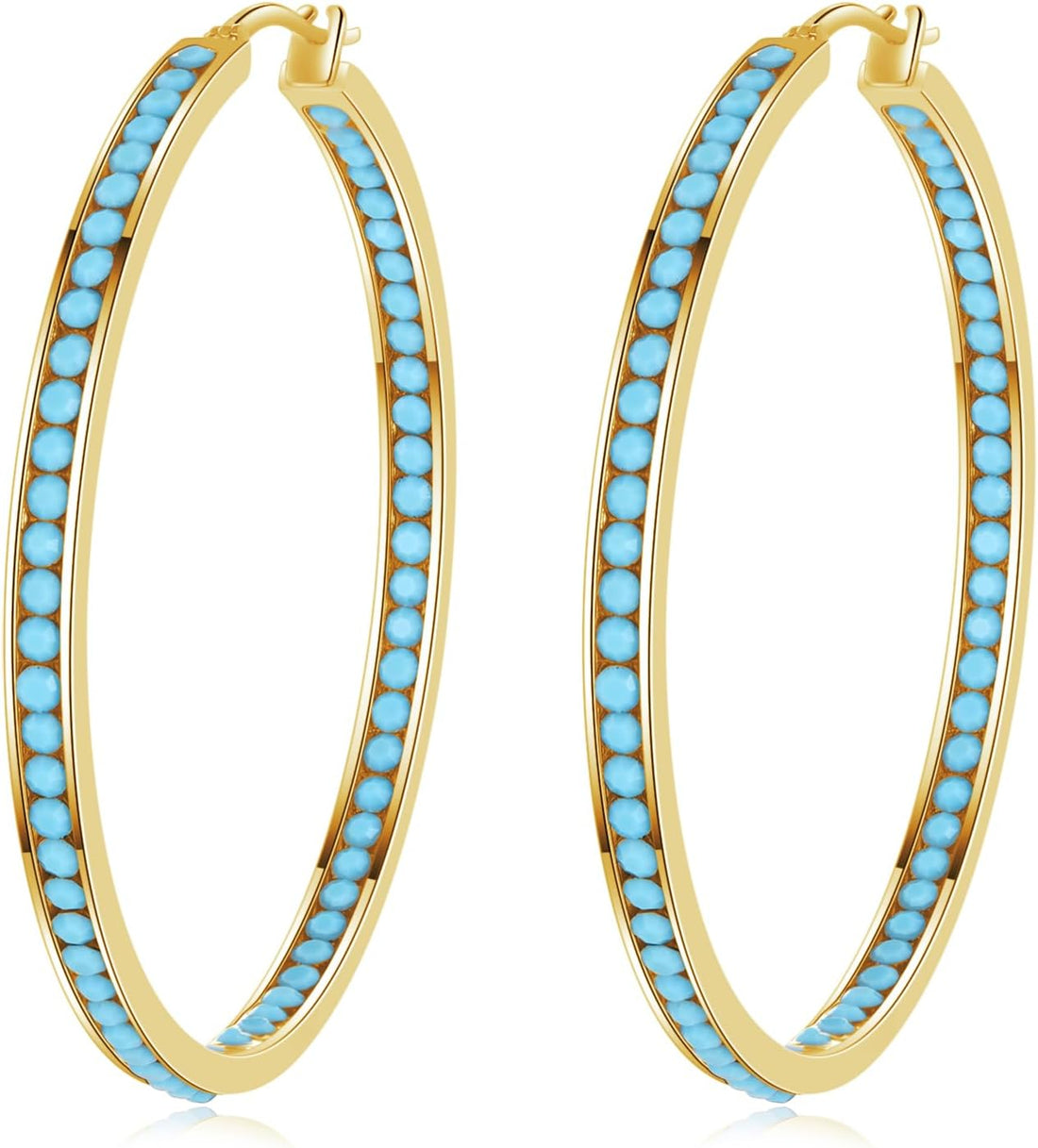 Mult-Colors Crystal Stainless Steel Hoop Earring for Women Hypoallergenic Jewelry for Sensitive Ears Large Big Hoop Earrings 2"