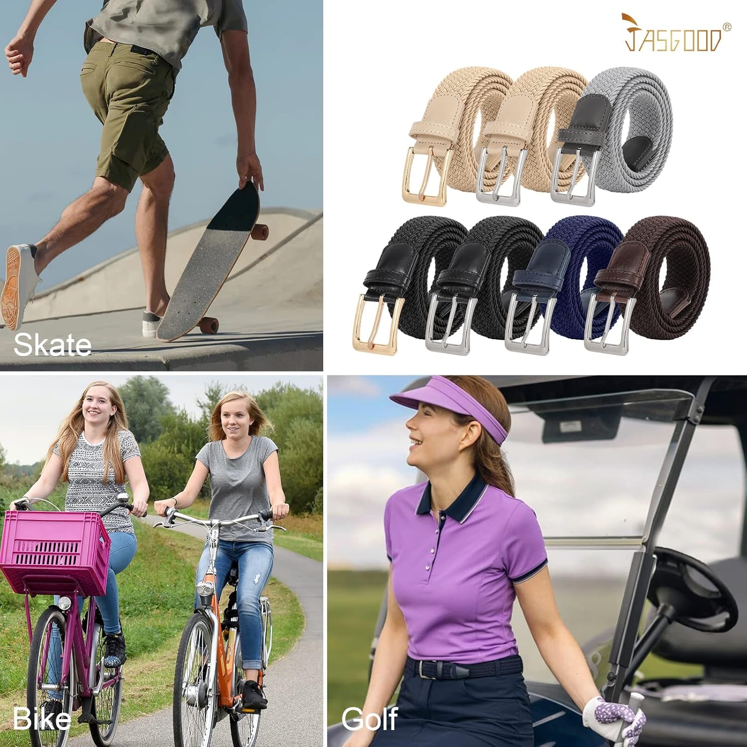 Women Braided Woven Elastic Stretch Belt Men Golf Web Casual Belt for Pants Jeans