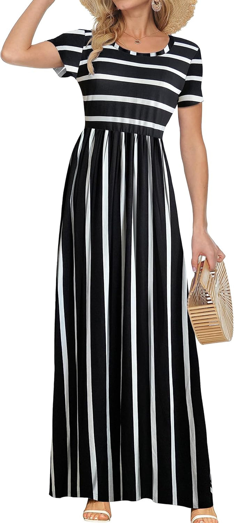 Women'S Short Sleeve Loose Plain Casual Long Maxi Dresses for Women 2025