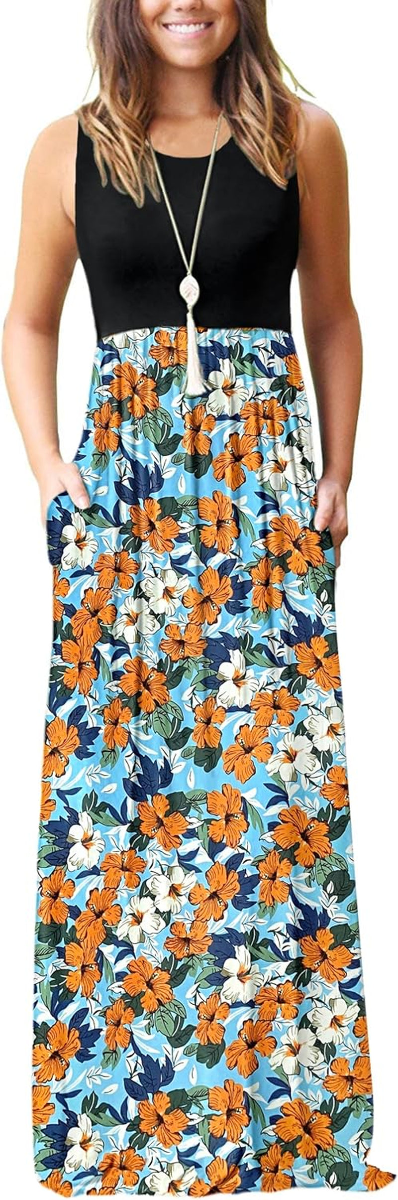 Women'S Summer Sleeveless Loose Maxi Dress Casual Long Dresses with Pockets 2025 New