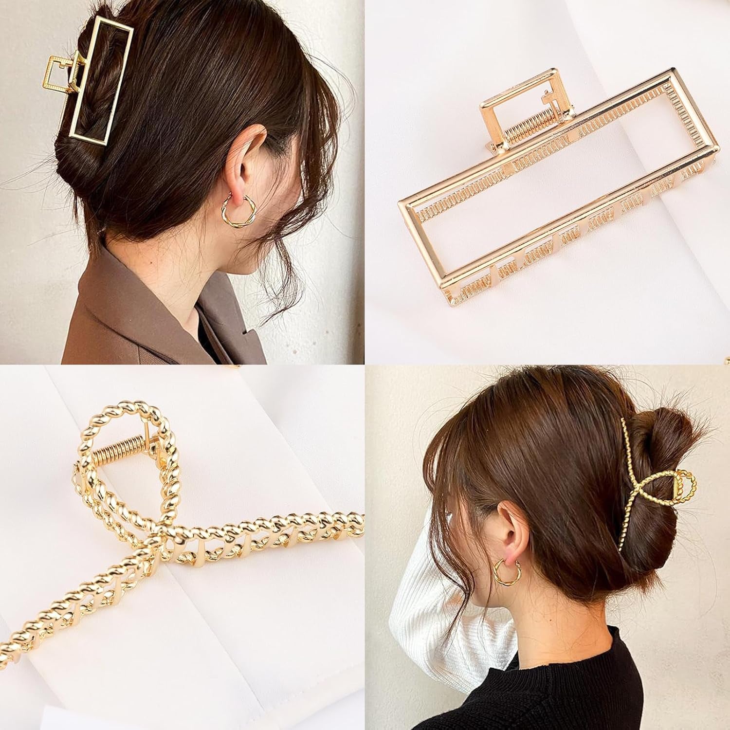 3 PCS Metal Large Claw Clips for Thick Heavy Hair, Strong Hold Big Non-Slip Hair Catch Barrette Jaw Clamp for Long Hair, Fashion Styling Accessories for Women Girls