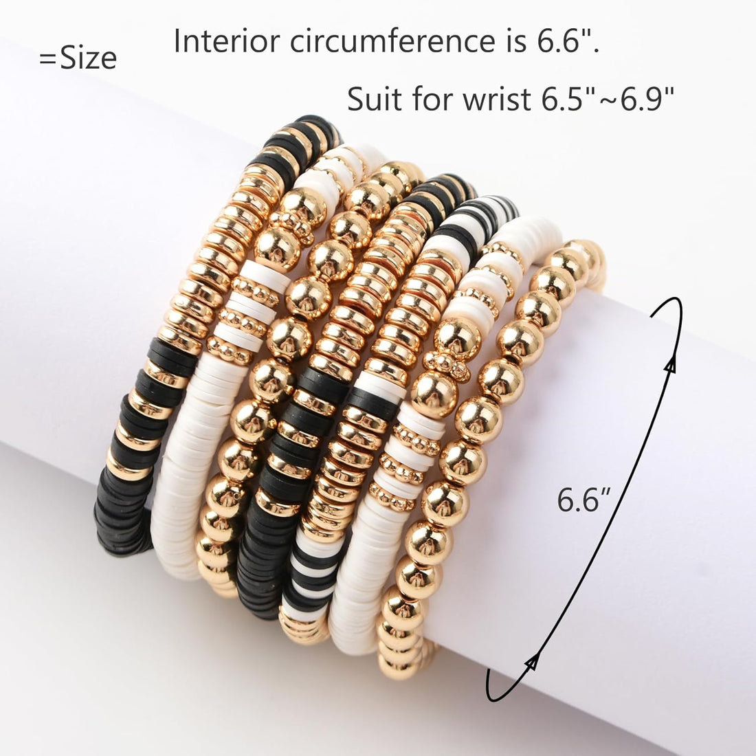 Surfer Heishi Clay Bead Bracelets for Women Bohemian Stackable Gold Beaded Stretch Bracelets Elastic Layering Friendship Bracelets Set Boho Jewelry