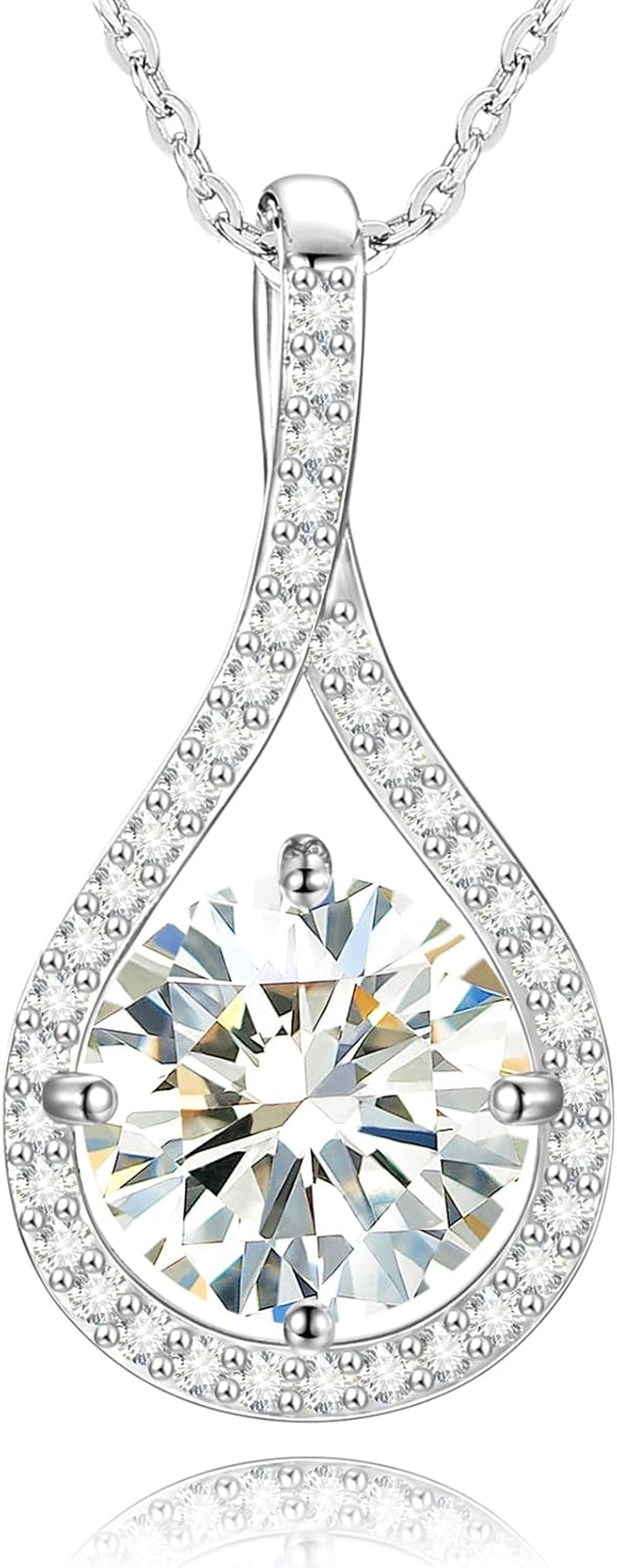 Moissanite Necklace Gift for Women, 925 Sterling Silver 18K White/Yellow Gold Plated 0.5-6.0CT Moissanite Pendant for Her, Anniversary Day, Birthday, Wedding - to My Wife, Mom