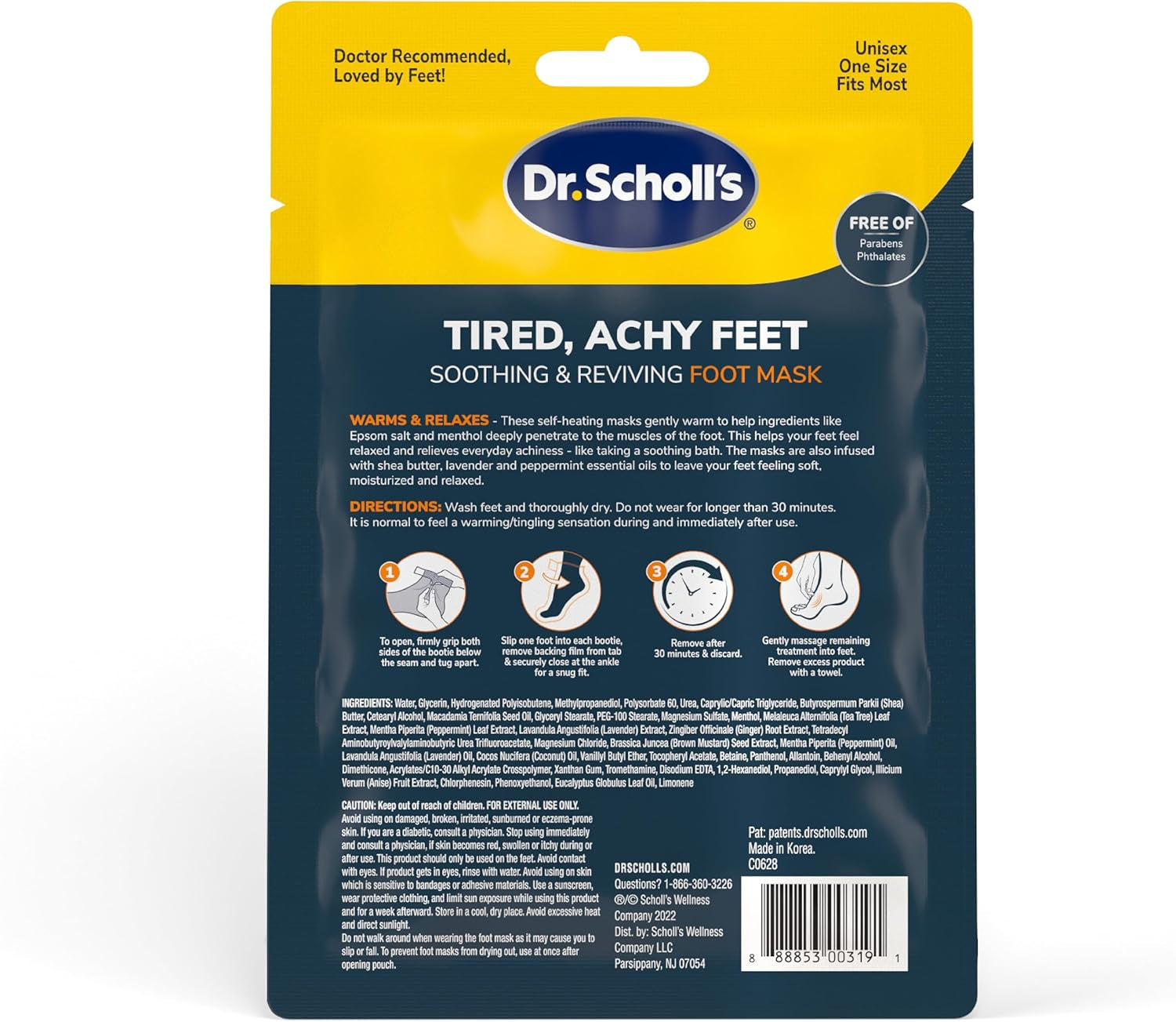 ® Tired, Achy Feet Soothing & Reviving Foot Mask, 3 Pair, Warming Booties