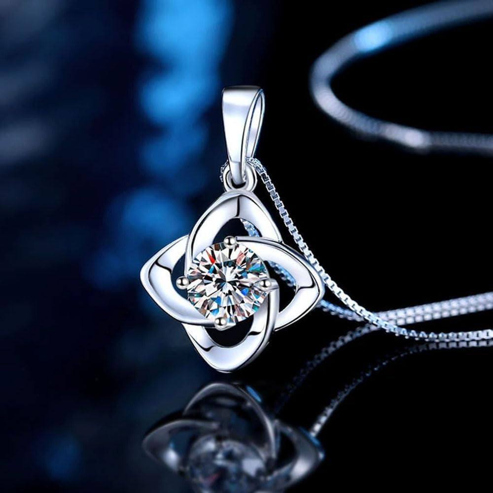 Necklace for Women, Sparkling Gift for Her, Moissanite Pendent for Her, 925 Sterling Silver Necklace for Anniversary Christmas Valentines Mothers Day