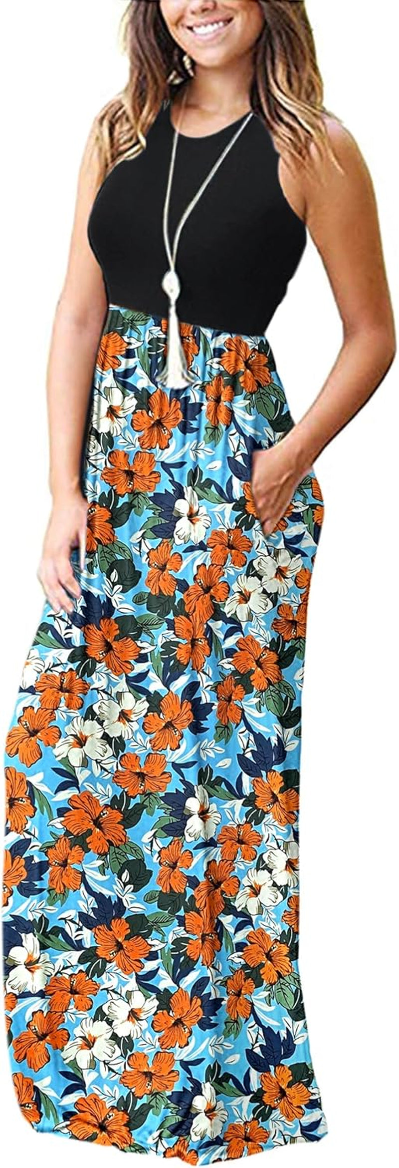 Women'S Summer Sleeveless Loose Maxi Dress Casual Long Dresses with Pockets 2025 New