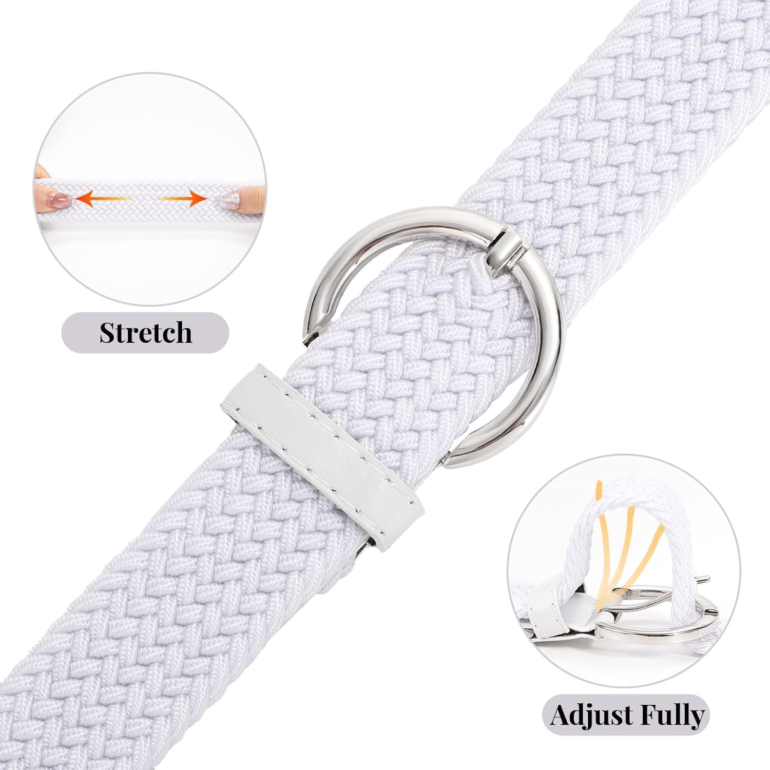 Women Braided Woven Elastic Stretch Belt Canvas Casual Belt for Jeans Pants