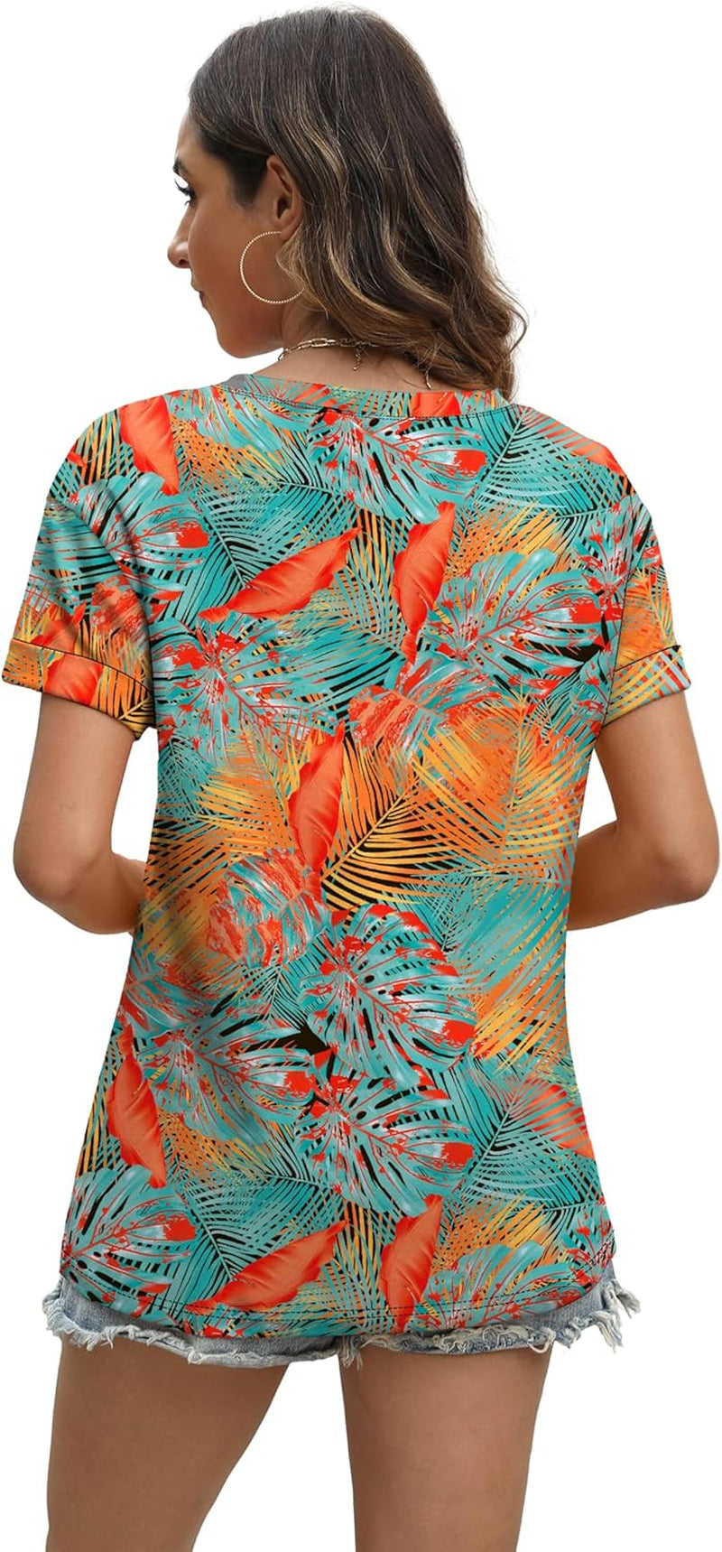 Womens T Shirts Short Sleeve Summer Tops Cute V Neck Casual Blouses
