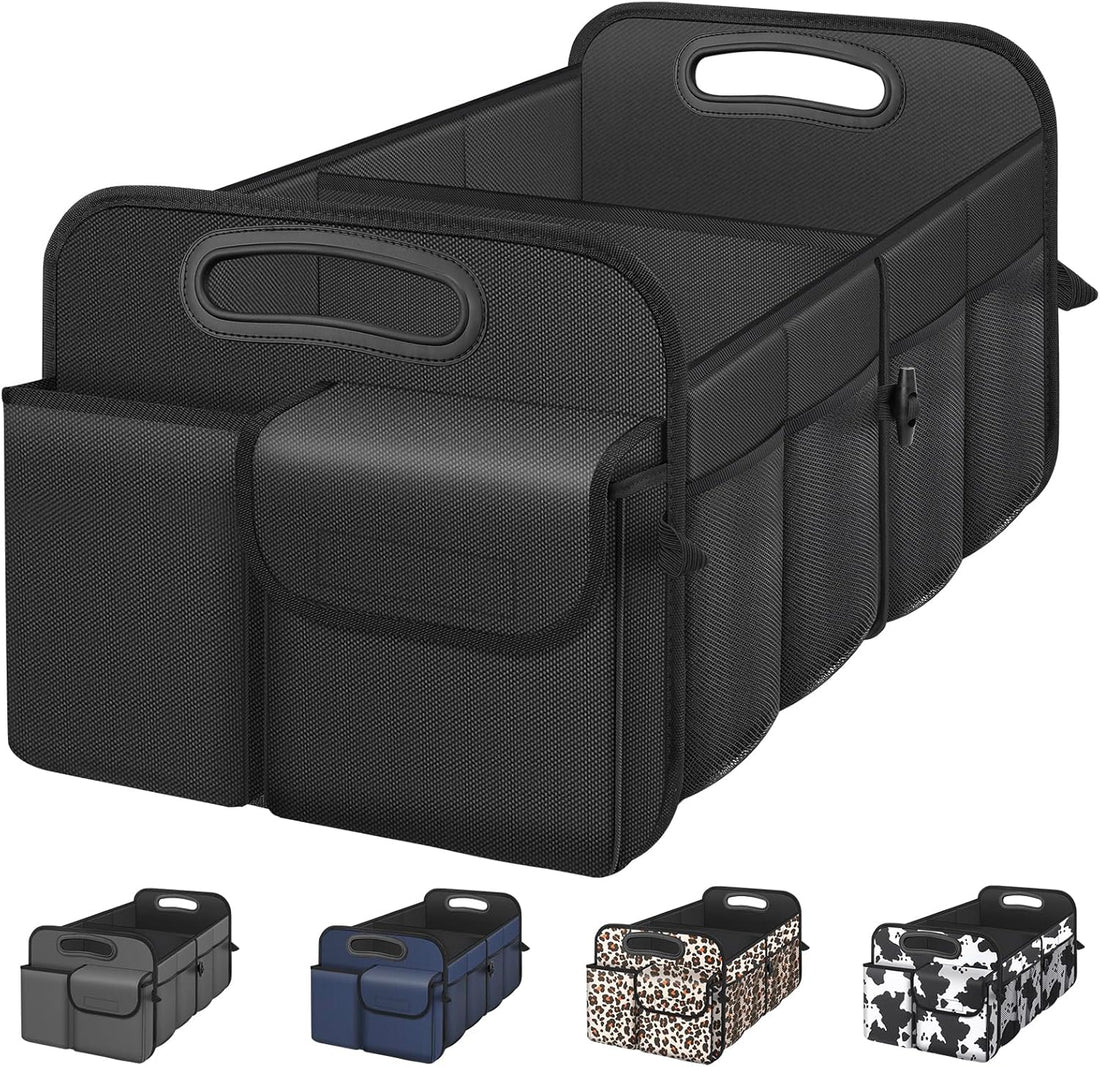 Car Trunk Organizer with Large Capacity Waterproof Car Accessories for Women & Men, Collapsible Trunk Organizer for Suv/Jeep/Sedan (Black, Standard)