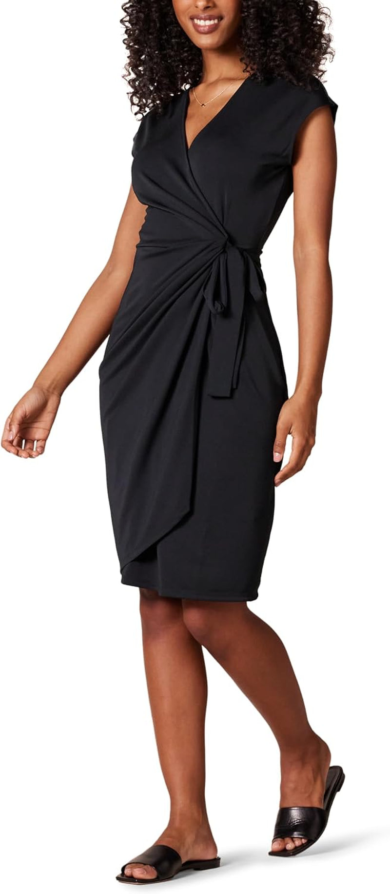 Women'S Classic Cap Sleeve Wrap Dress (Available in plus Size)