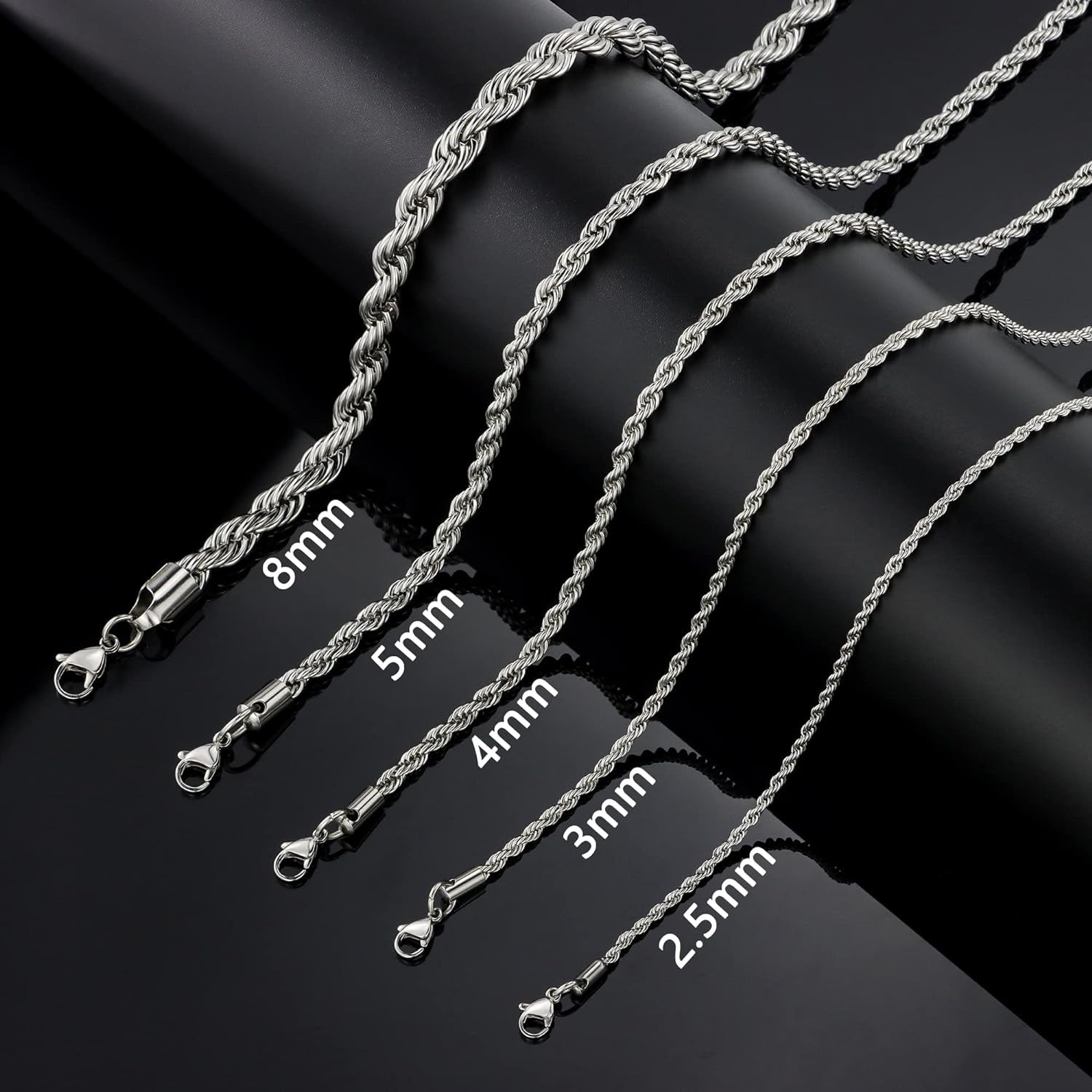 Twist Chain Necklace - Stainless Steel Rope Jewelry for Men & Women